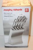 BOXED MORPHY RICHARDS ACCENTS STAINLESS STEEL 5 PIECE KNIFE BLOCK RRP £34.99Condition