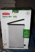 BOXED CURVER DECO BIN 40L, SLIM STAINLESS STEEL Condition ReportAppraisal Available on Request-