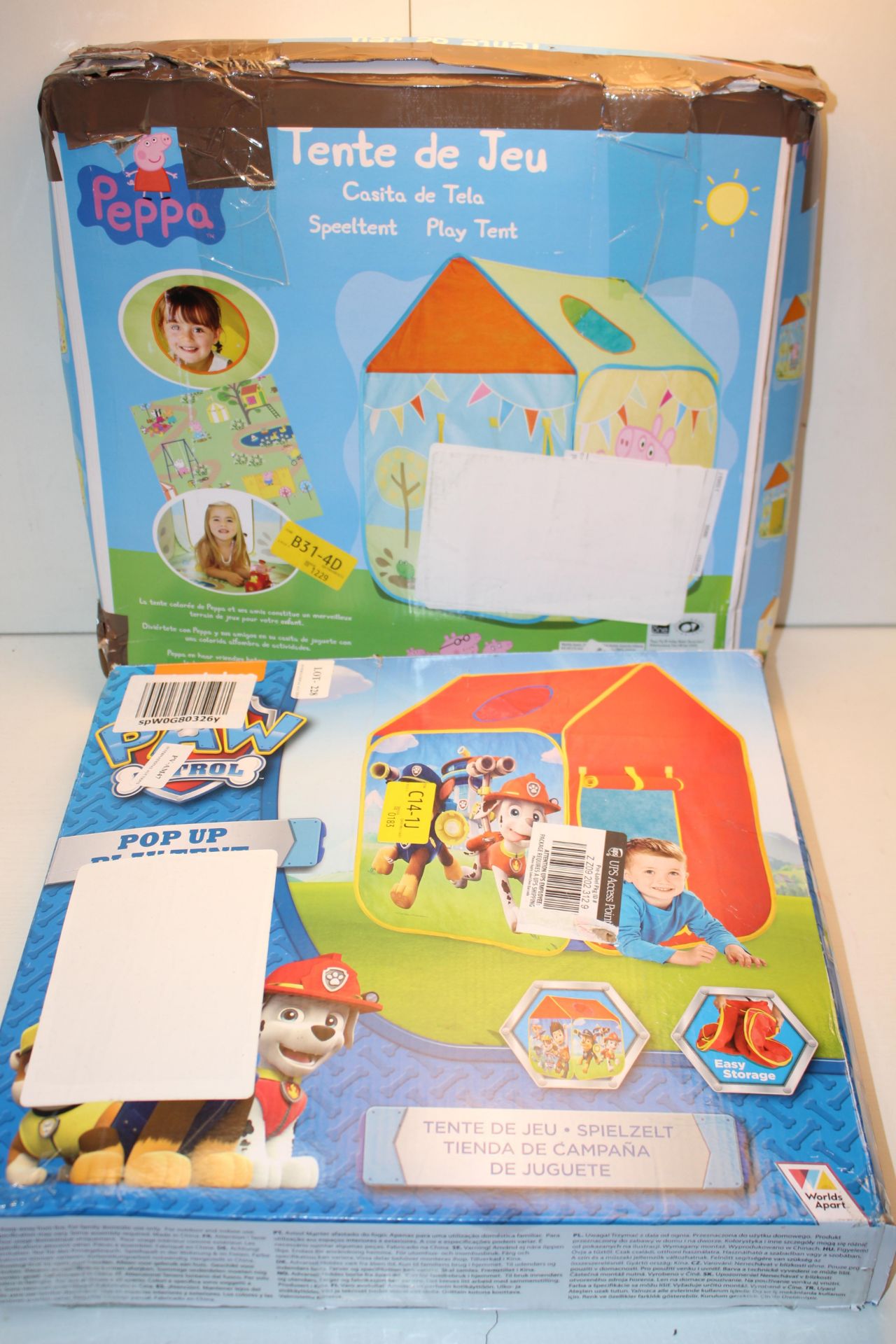 2X ASSORTED BOXED PLAYTENTS TO INCLUDE PAW PATROL & PEPPA PIG (IMAGE DEPICTS STOCK)Condition