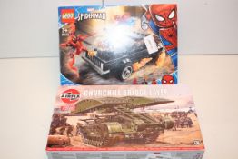 2X BOXED TOYS TO INCLUDE LEGO SPIDERMAN & AIRFIX CHURCHILL BRIDGE LAYER Condition ReportAppraisal