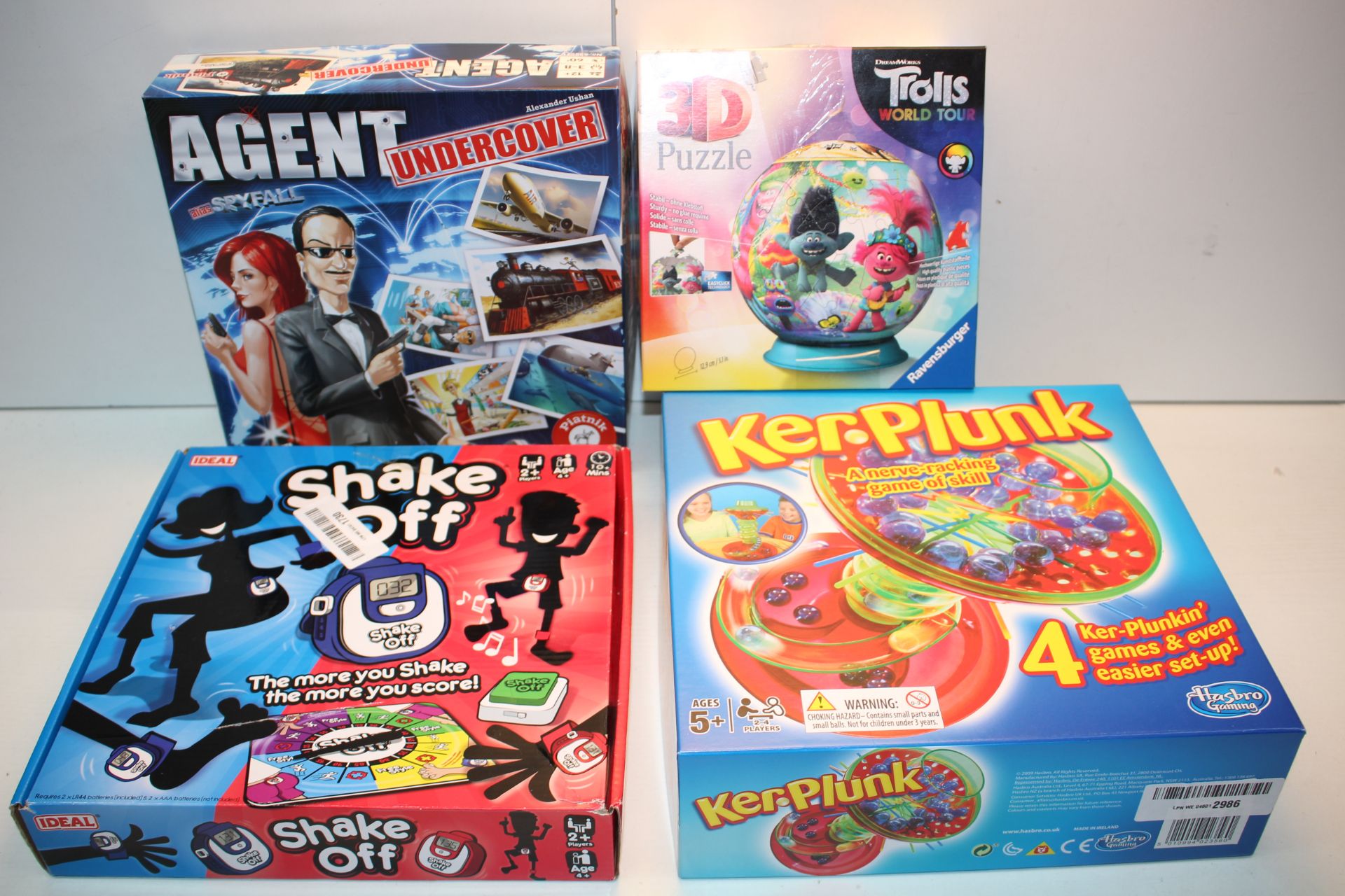 4X BOXED ASSORTED ITEMS TO INCLUDE KER-PLUNK, AGENT UNDERCOVER & OTHER (IMAGE DEPICTS STOCK)