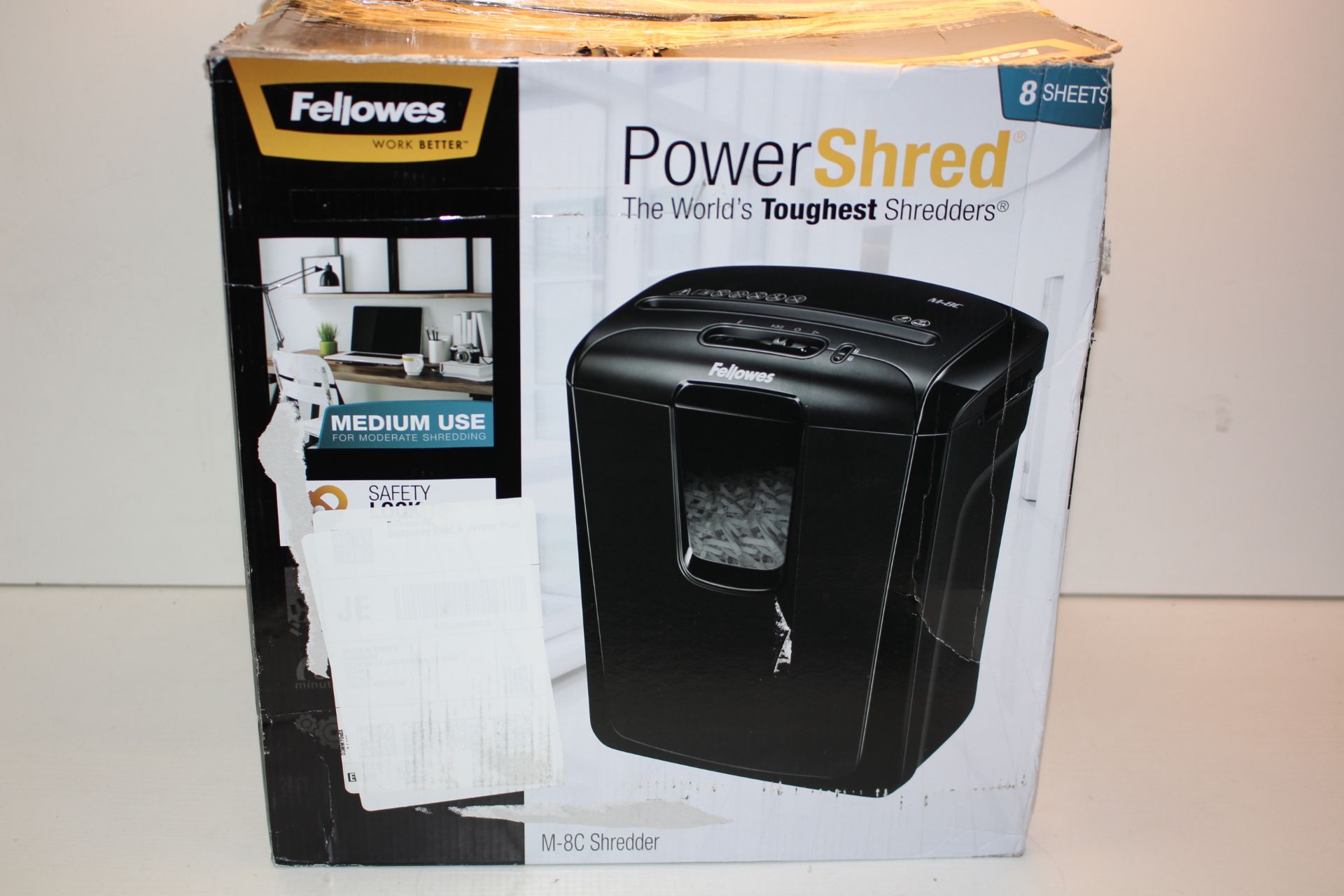 BOXED FELLOWES POWERSHRED M-8C SHREDDER RRP £71.99Condition ReportAppraisal Available on Request-