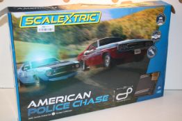 BOXED SCALEXTRIC AMERICAN POLICE CHASE AMC JAVELIN POLICE CAR VS DODGE CHALLENGER RRP £120.