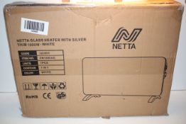 BOXED NETTA GLASS HEATER WITH SILVER TRIM 1000W - WHITE RRP $39.99Condition ReportAppraisal