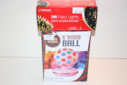 X2 BOXED ITEMS INCLUDING DISCO BALL AND FAIRY LIGHTSCondition ReportAppraisal Available on