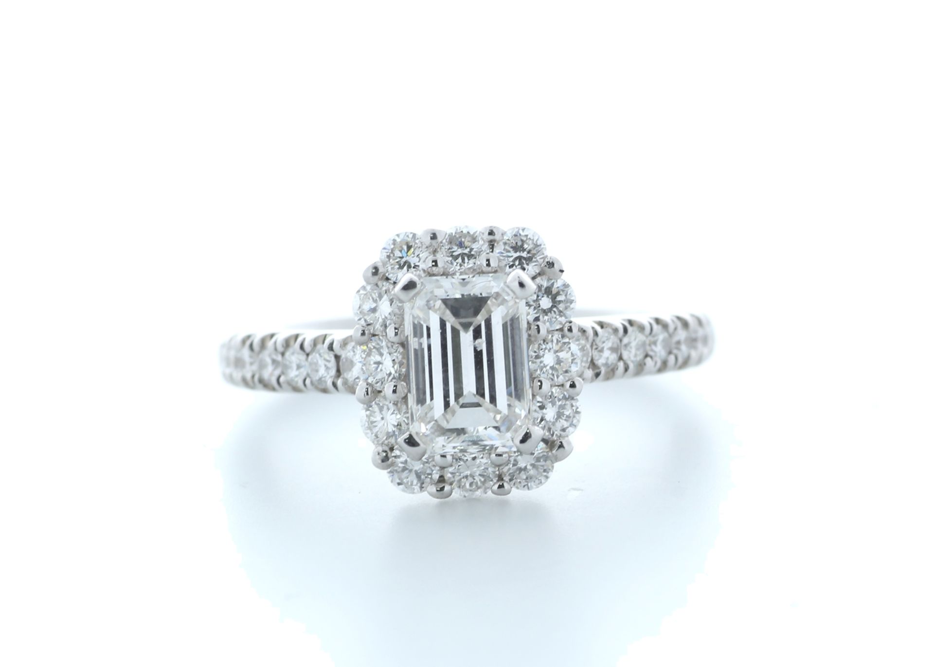 18ct White Gold Single Stone With Halo Setting Ring 1.79 (1.07) Carats - Valued by IDI £26,000.