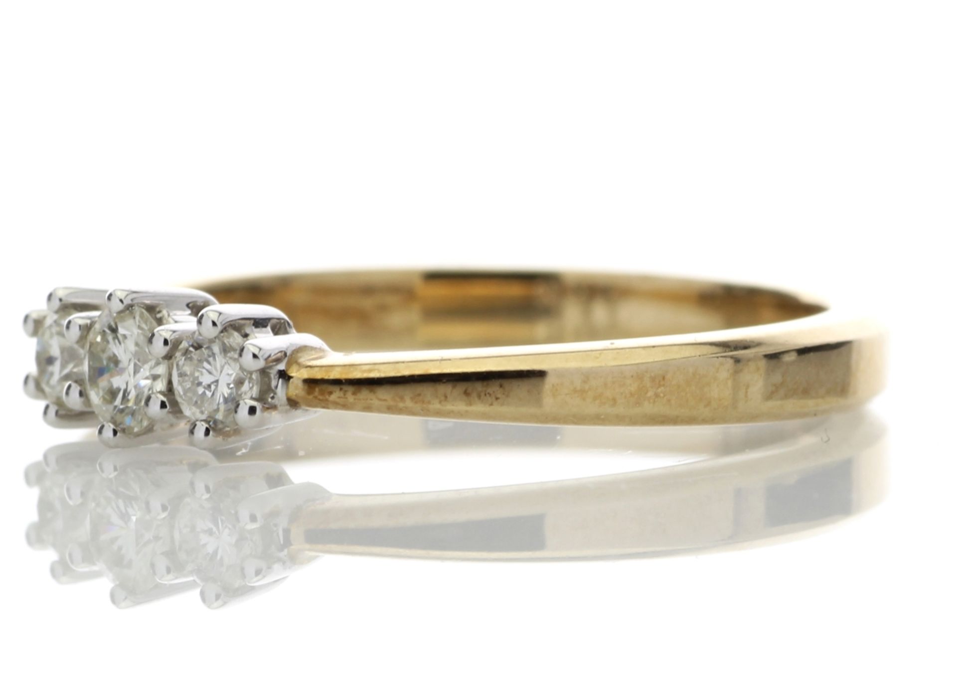 18ct Yellow Gold Three Stone Claw Set Diamond Ring 0.25 Carats - Valued by GIE £2,800.00 - Ten round - Image 2 of 5