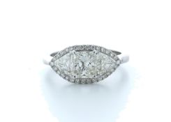 18ct White Gold Boat Shape Halo Diamond Ring 2.12 Carats - Valued by IDI £29,500.00 - 18ct White