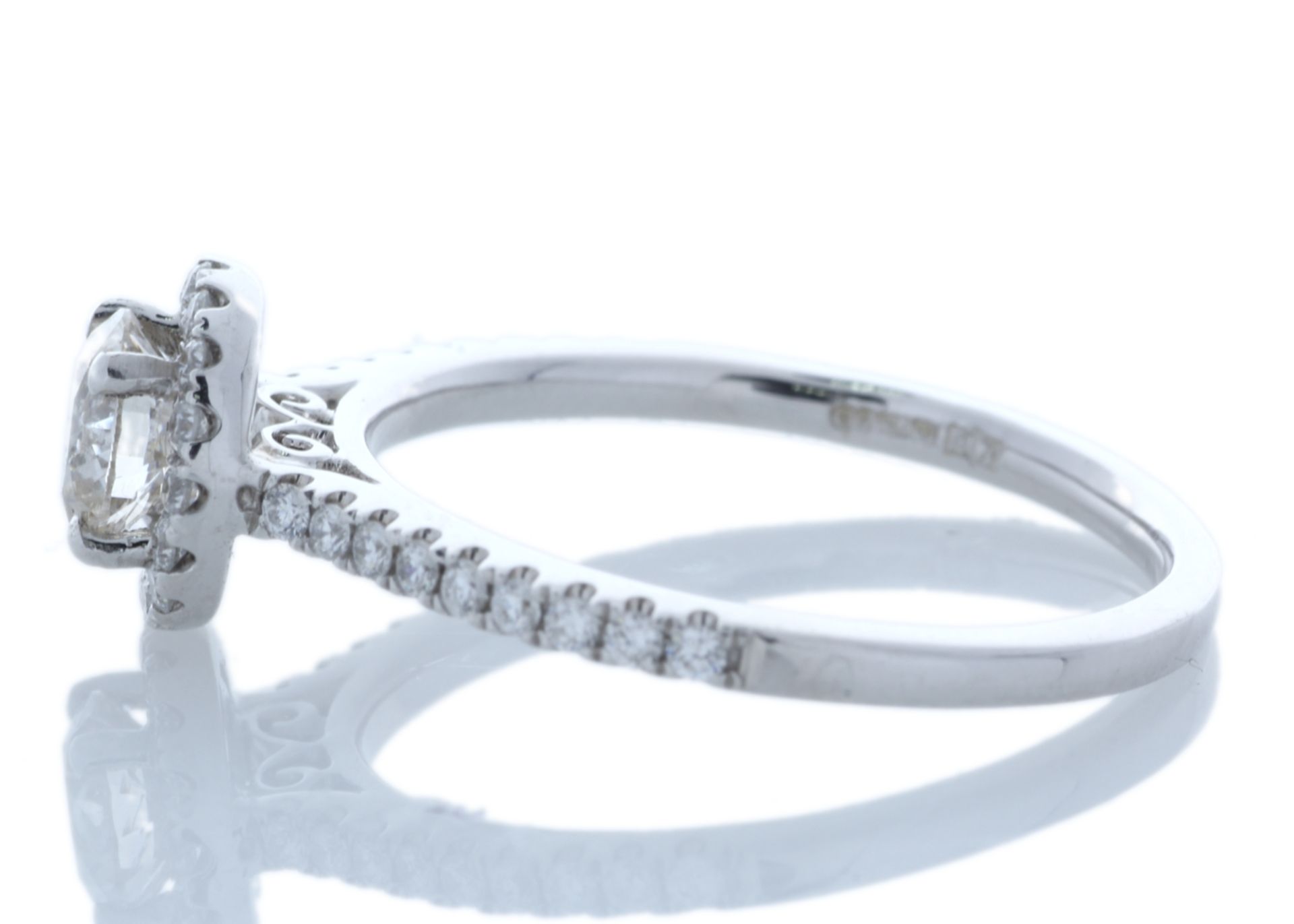 18ct White Gold Single Stone With Halo Setting Ring (0.51) 0.74 Carats - Valued by AGI £3,630.00 - - Image 2 of 4