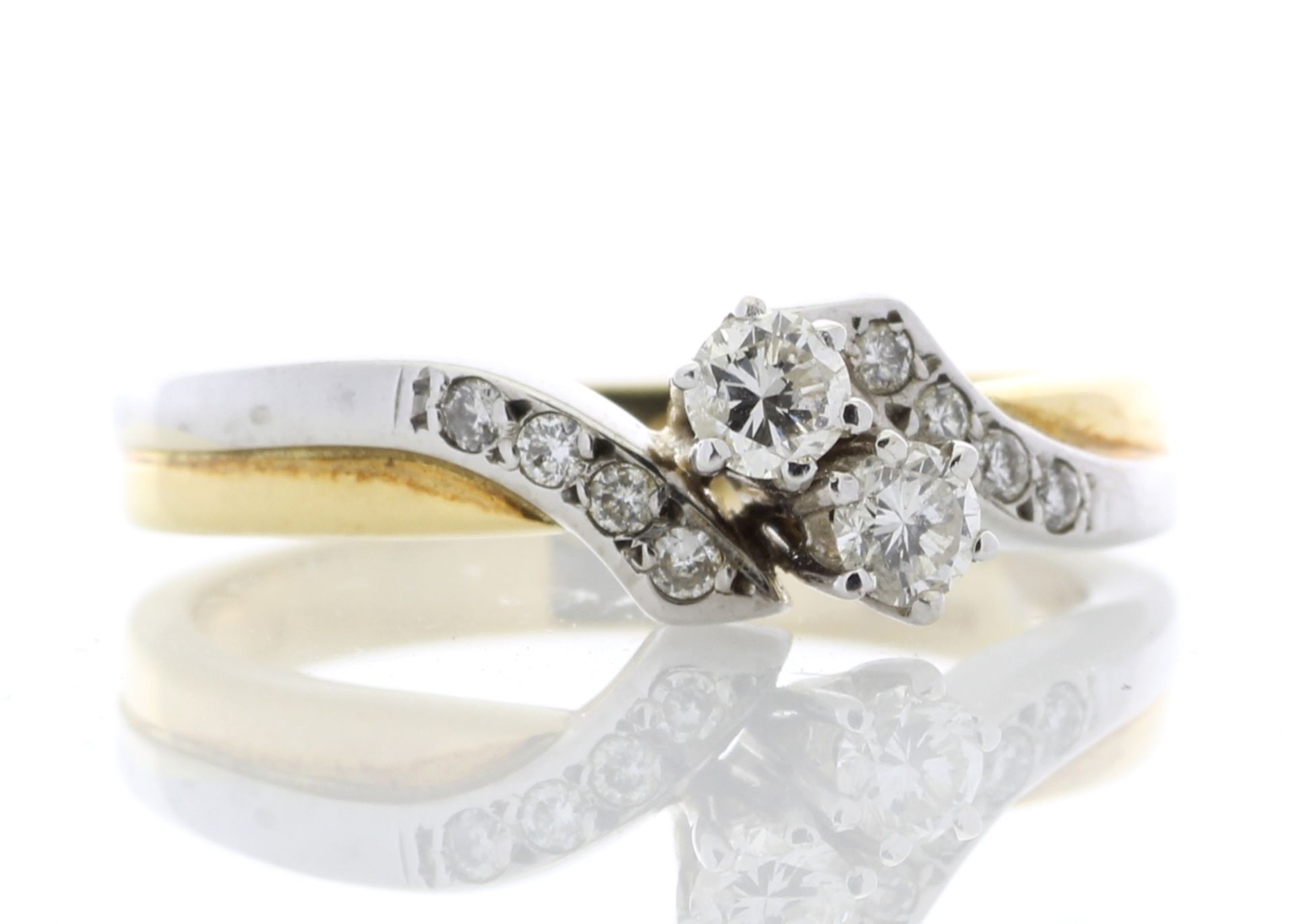 18ct Two Stone Twist With Stone Set Shoulders Diamond Ring 0.24 Carats - Valued by AGI £2,895.00 - - Image 4 of 4
