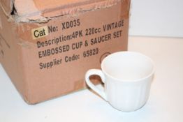 BOXED 4PACK 220C VINTAGE EMBOSSED CUP & SAUCER SET 65820 Condition ReportAppraisal Available on