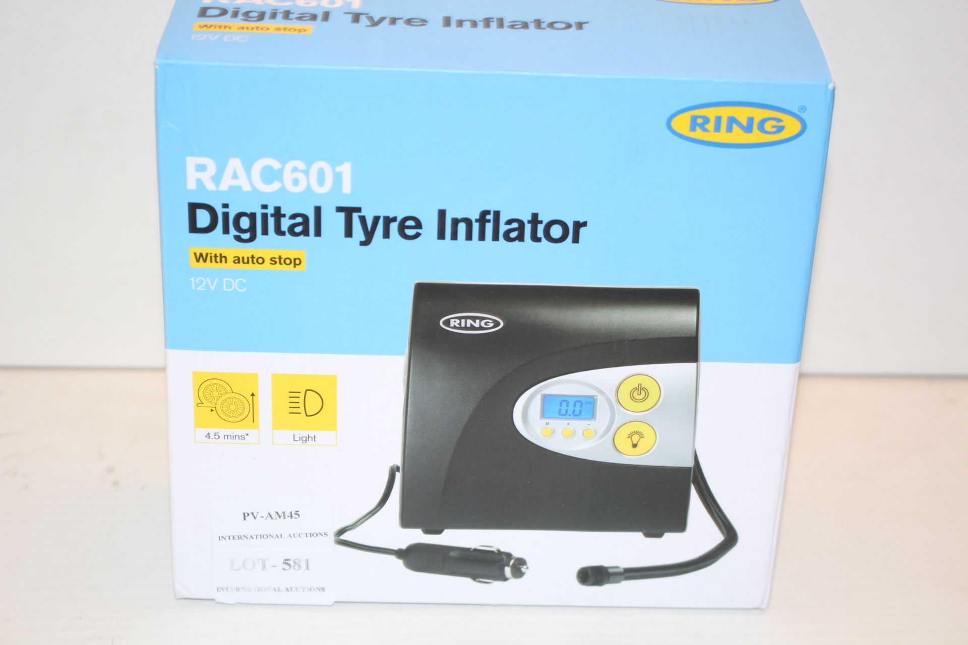 BOXED RING RAC601 DIGITAL TYRE INFLATOR WITH AUTO STOP RRP £39.99Condition ReportAppraisal Available