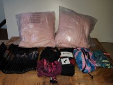 1 LOT TO CONTAIN 2 DRESSING GIWNS, MAKE UP BRUSHES, BRAS, SOCKS, FANNY PACK, EYE MASK AND TRAVEL