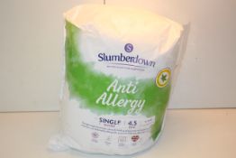 BAGGED SLUMBERDOWN ANTI ALLERGY SINGLE DUVET 4.5TOG RRP £21.99Condition ReportAppraisal Available on