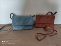 2 X OVERSHOULDER PURSE BAGS BLUE AND TAN LEATHERCondition ReportAppraisal Available on Request-