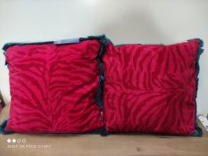 2 X PINK ZEBRA PRINK AND BLUE CUSHIONSCondition ReportAppraisal Available on Request- All Items