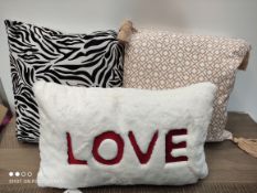3 X CUSHIONS INCLUDING FLUFFY LOVE CUSHION AND OTHERCondition ReportAppraisal Available on