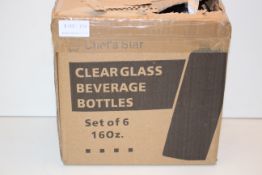 6X BOXED CLEAR GLASS BEVERAGE BOTTLES Condition ReportAppraisal Available on Request- All Items