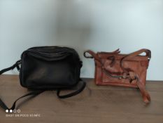 2 X OVER SHOULDER BAGS BLACK AND TAN LEATHERCondition ReportAppraisal Available on Request- All