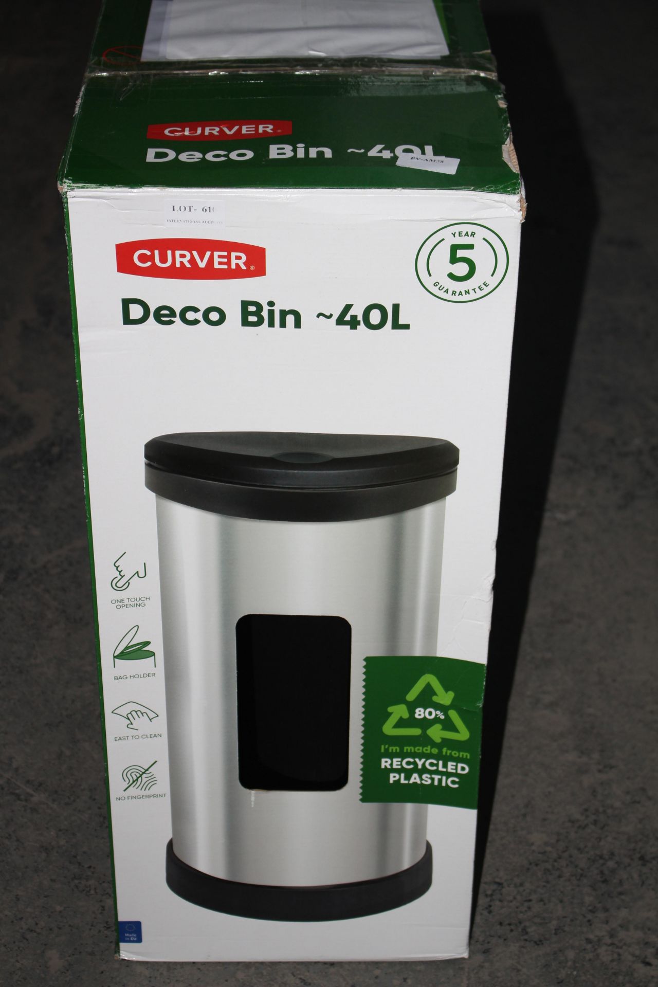 BOXED CURVER DECO BIN 40L Condition ReportAppraisal Available on Request- All Items are Unchecked/