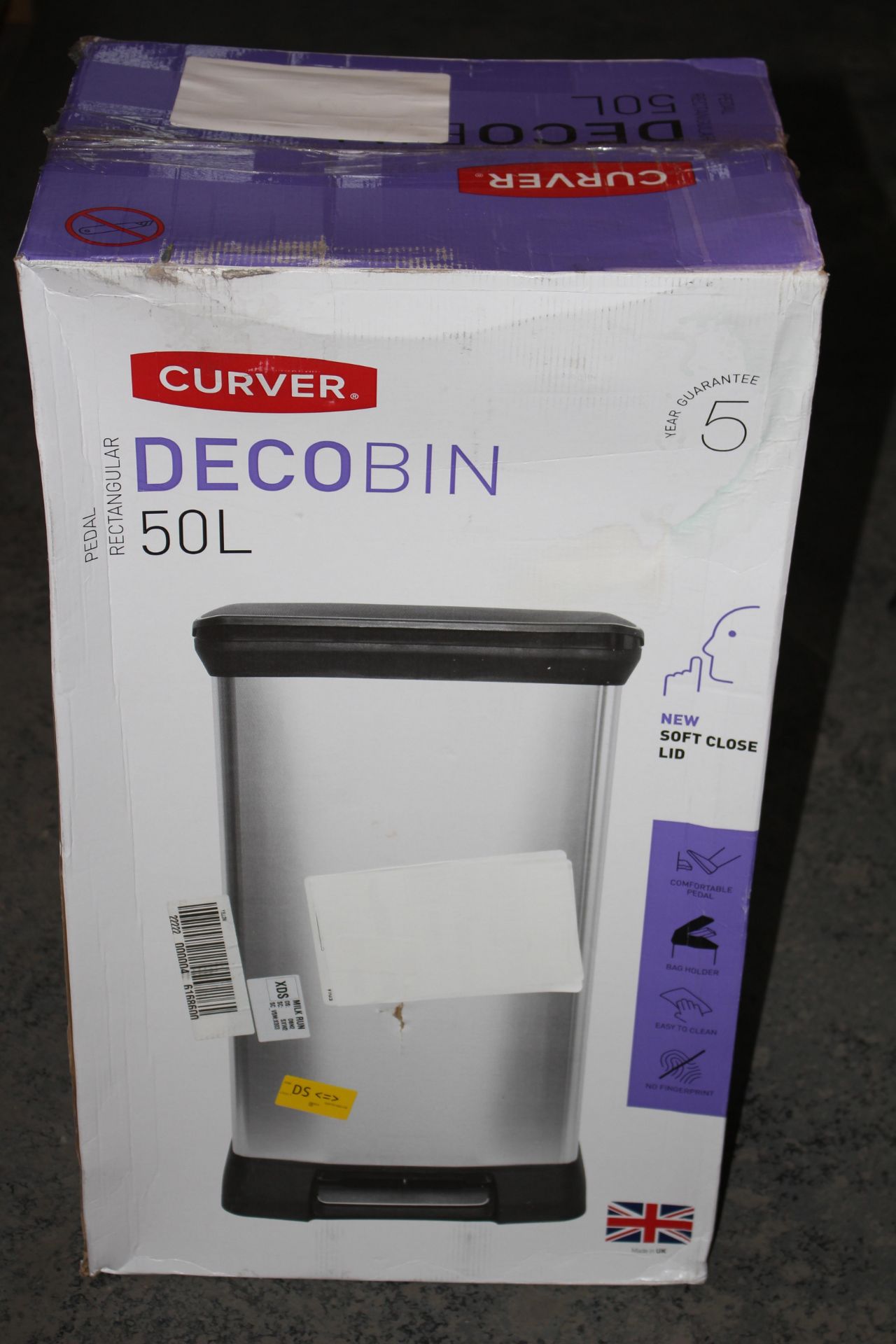 BOXED CURVER DECO RECTANGULAR PEDAL BIN 50LCondition ReportAppraisal Available on Request- All Items