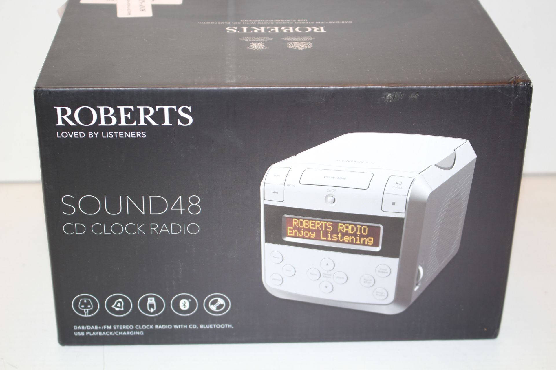 BOXED ROBERTS SOUND 48 CD CLOCK RADIO DAB+ BLUETOOTH RRP £99.99Condition ReportAppraisal Available