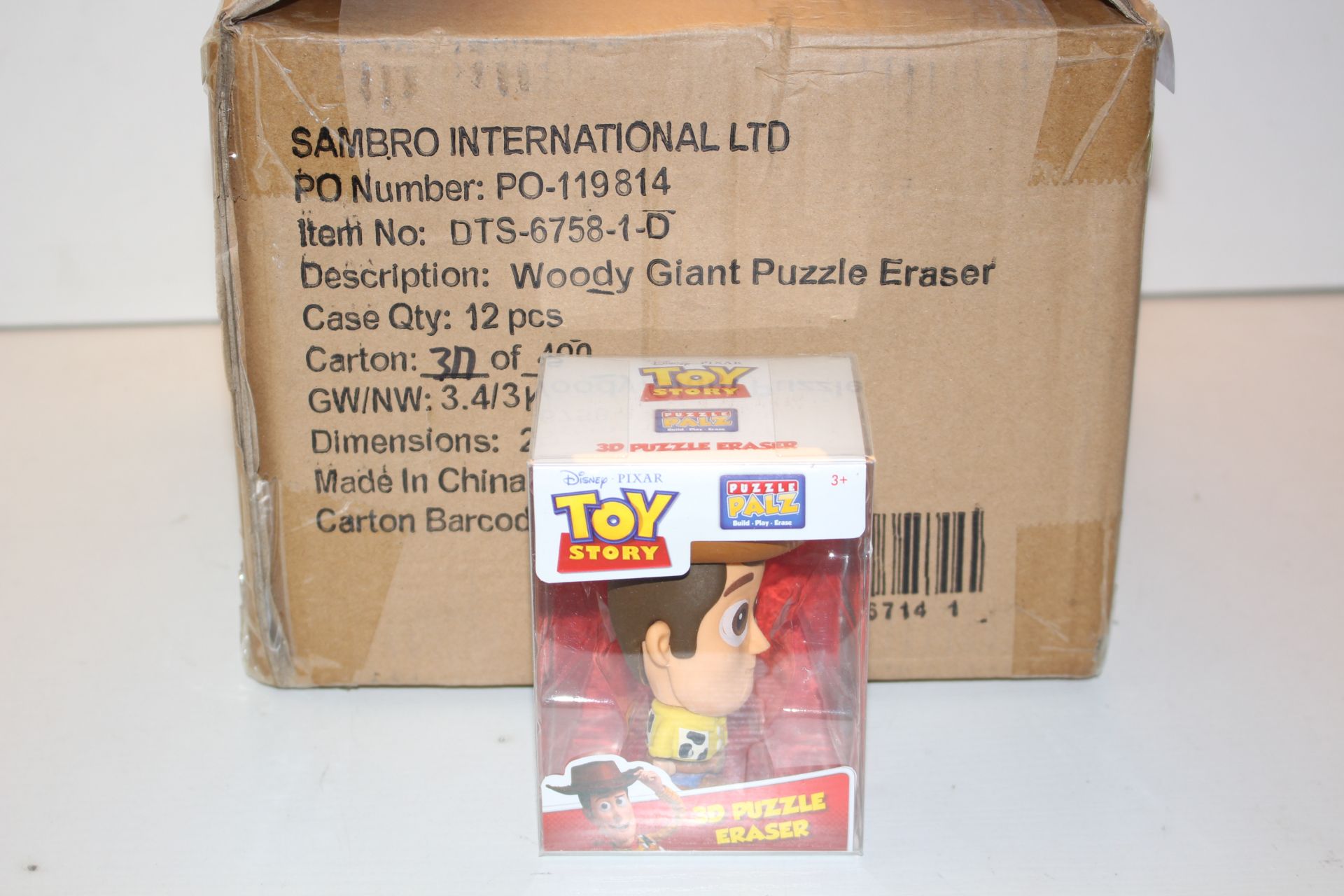 12X BOXED DISNEY TOY STORY WOODY GIANT PUZZLE ERASERS Condition ReportAppraisal Available on