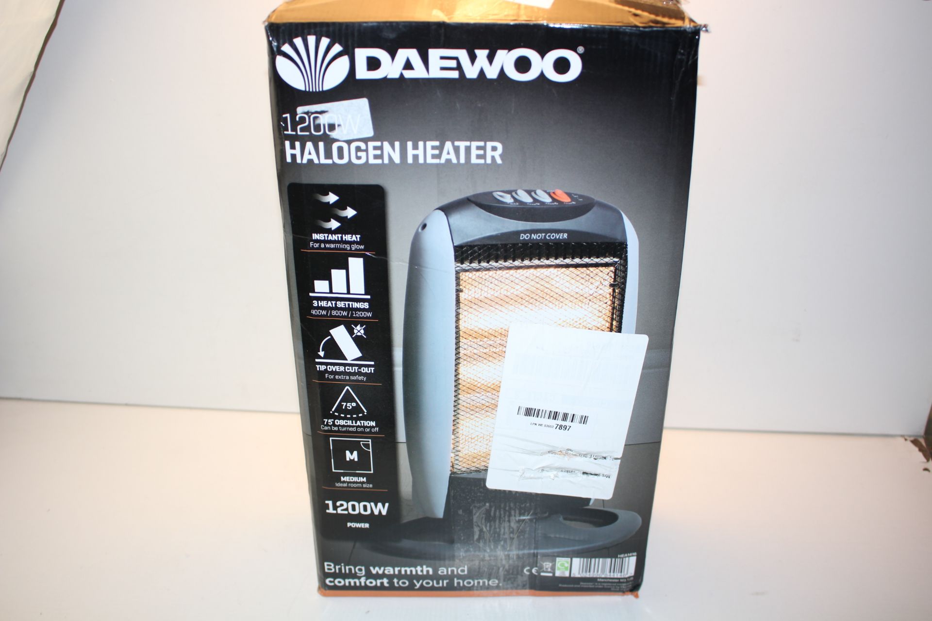 BOXED DAEWOO 1200W HALOGEN HEATER RRP £23.49Condition ReportAppraisal Available on Request- All