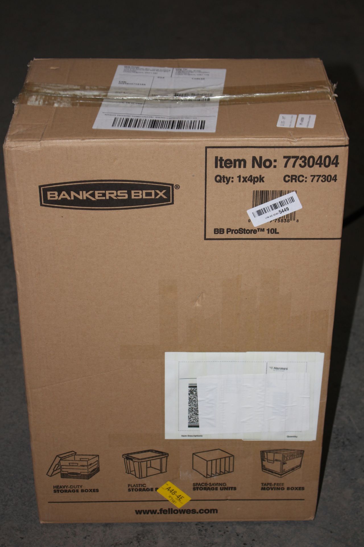 BOXED BANKERS BOX PRO STORE 1X 4PK 10L PLASTIC STORAGE WITH LIDS Condition ReportAppraisal Available