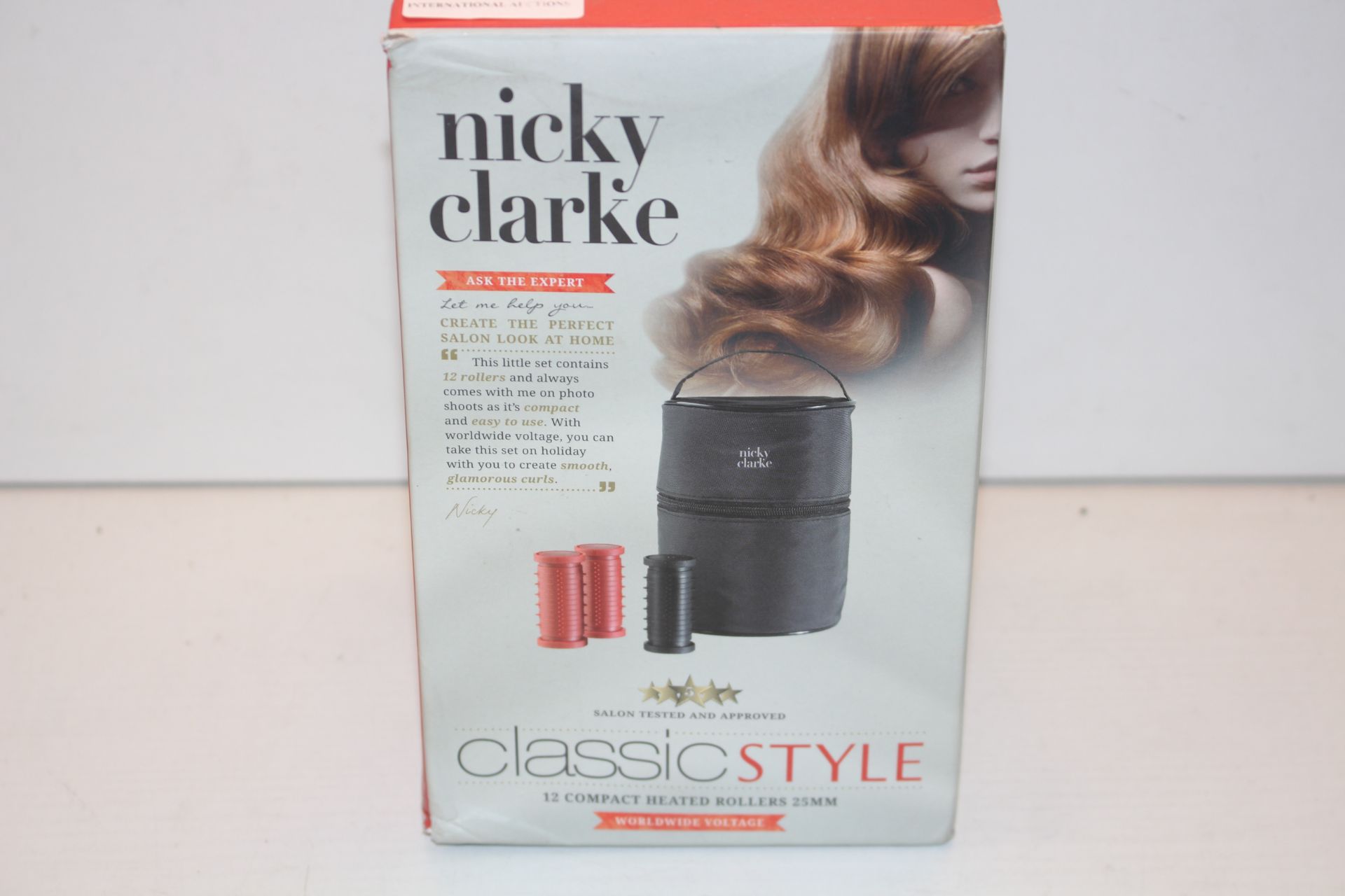 BOXED NICKY CLARKE CLASSIC STYLE 12 COMPACT HEATED ROLLERS 25MM RRP £27.00Condition