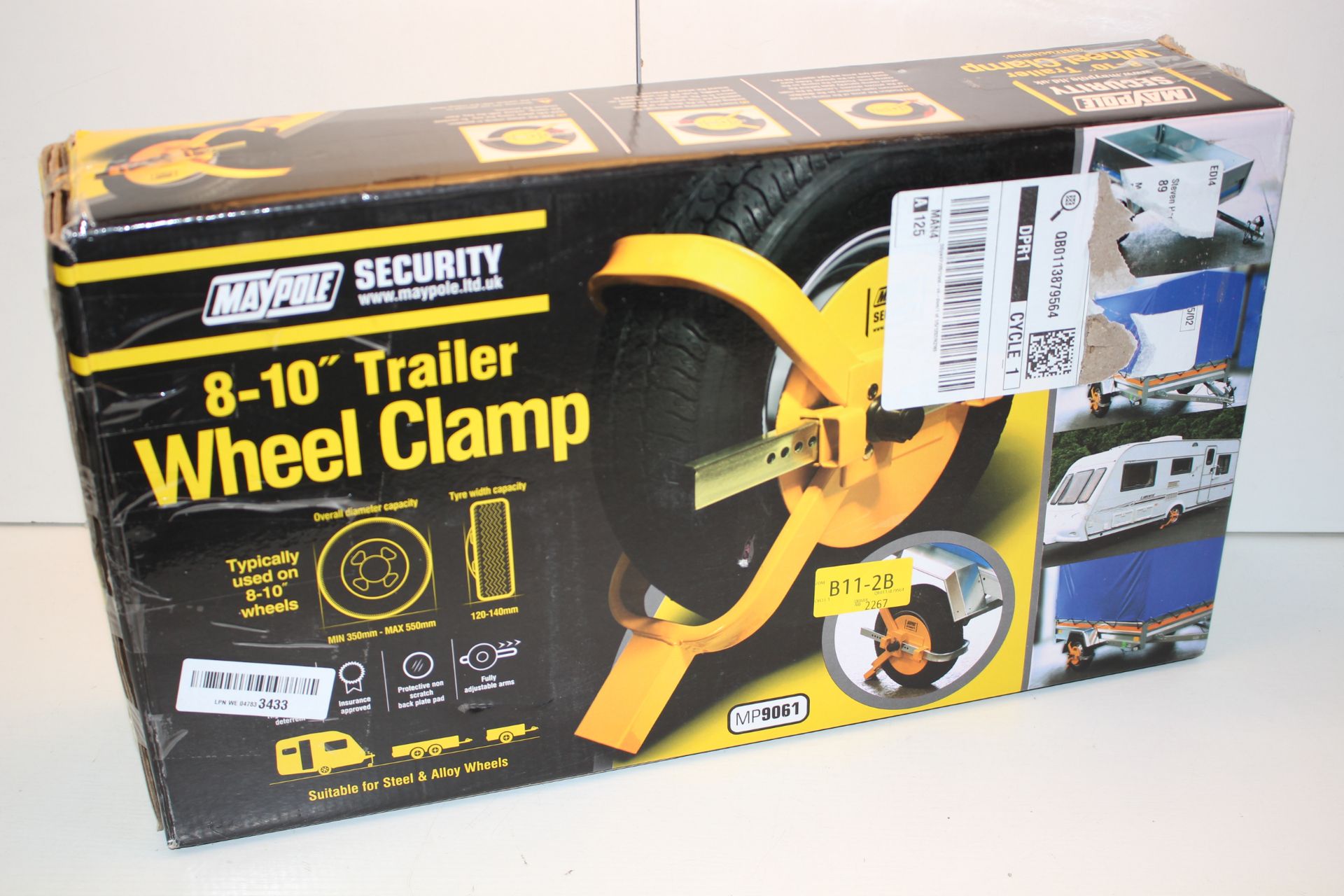 BOXED MAYPOLE 8-10" TRAILER WHEEL CLAMPCondition ReportAppraisal Available on Request- All Items are