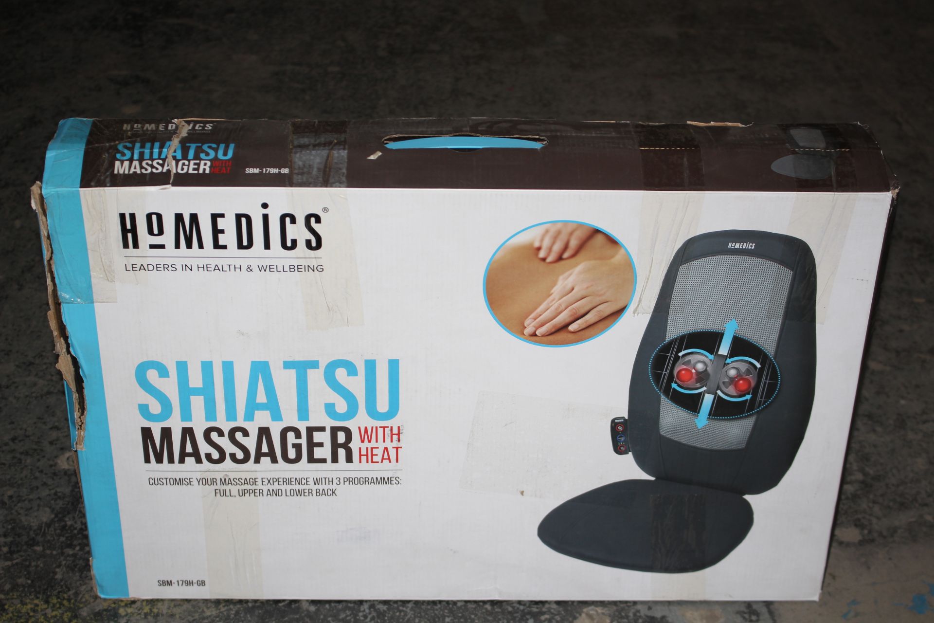 BOXED HOMEDICS SHIATSU MASSAGER WITH HEAT MODEL: SBM-179H-GB RRP £49.99Condition ReportAppraisal