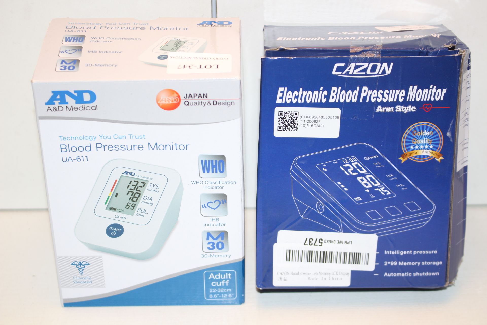 2X BOXED ASSORTED BLOOD PRESSURE MONITORS BY A&D MEDICAL & OTHER (IMAGE DEPICTS STOCK)Condition