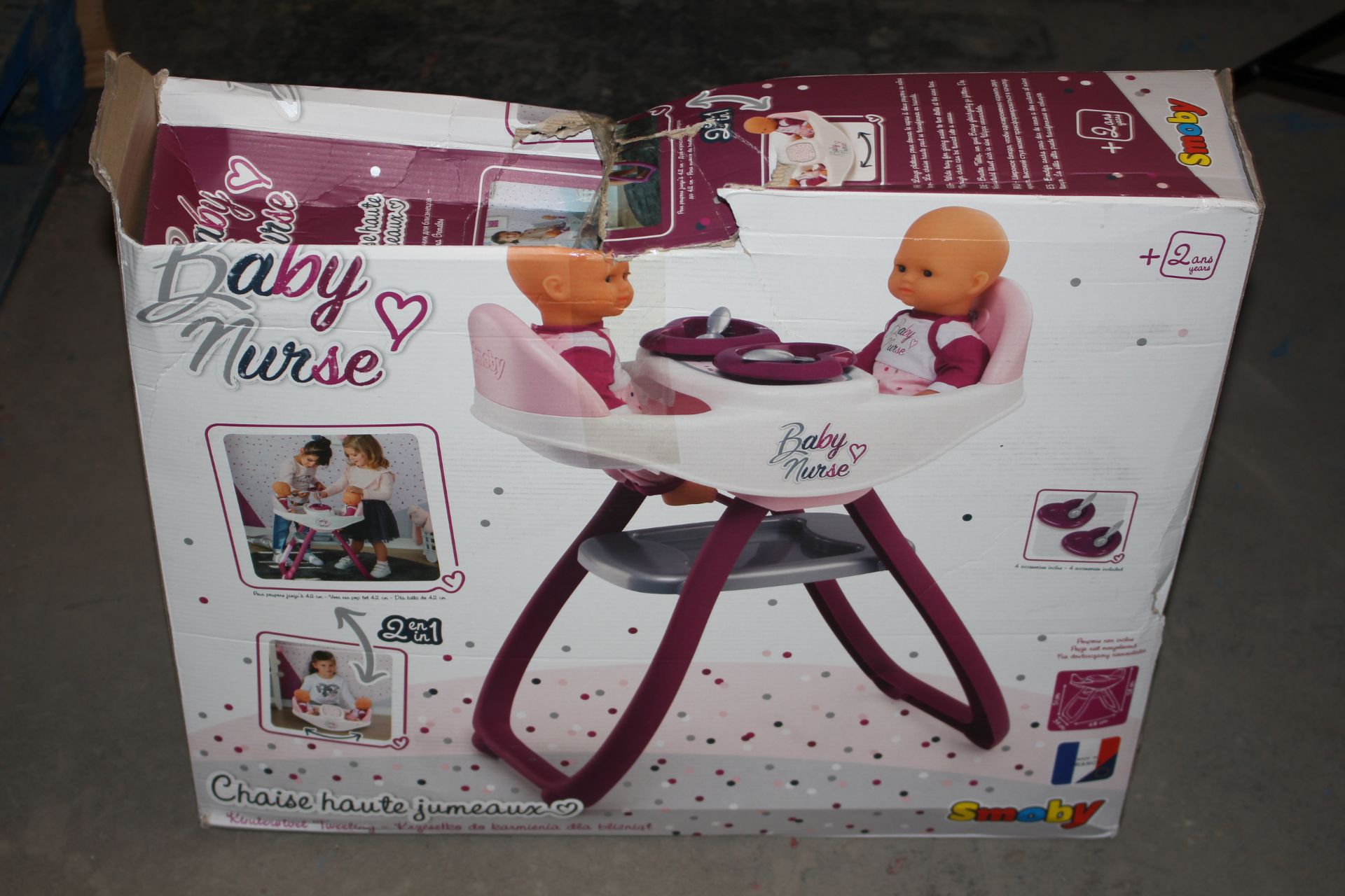 BOXED SMOBY BABY NURSE HIGH CHAIR DOUBLE Condition ReportAppraisal Available on Request- All Items
