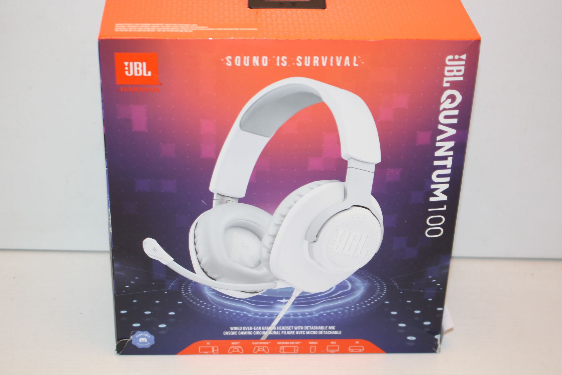 BOXED JBL BY HARMAN QUANTUM 100 - SOUND IS SURVIVAL - WIRED OVER-EAR GAMING HEADSET RRP £29.