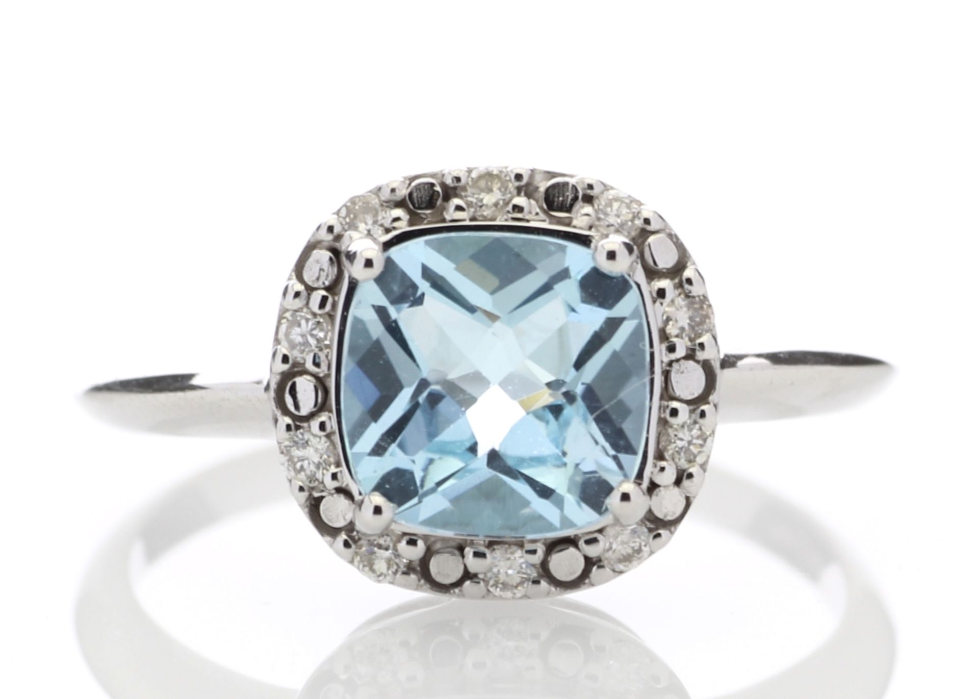 9ct White Gold Diamond And Blue Topaz Ring 0.10 Carats - Valued by GIE £1,920.00 - 9ct White Gold