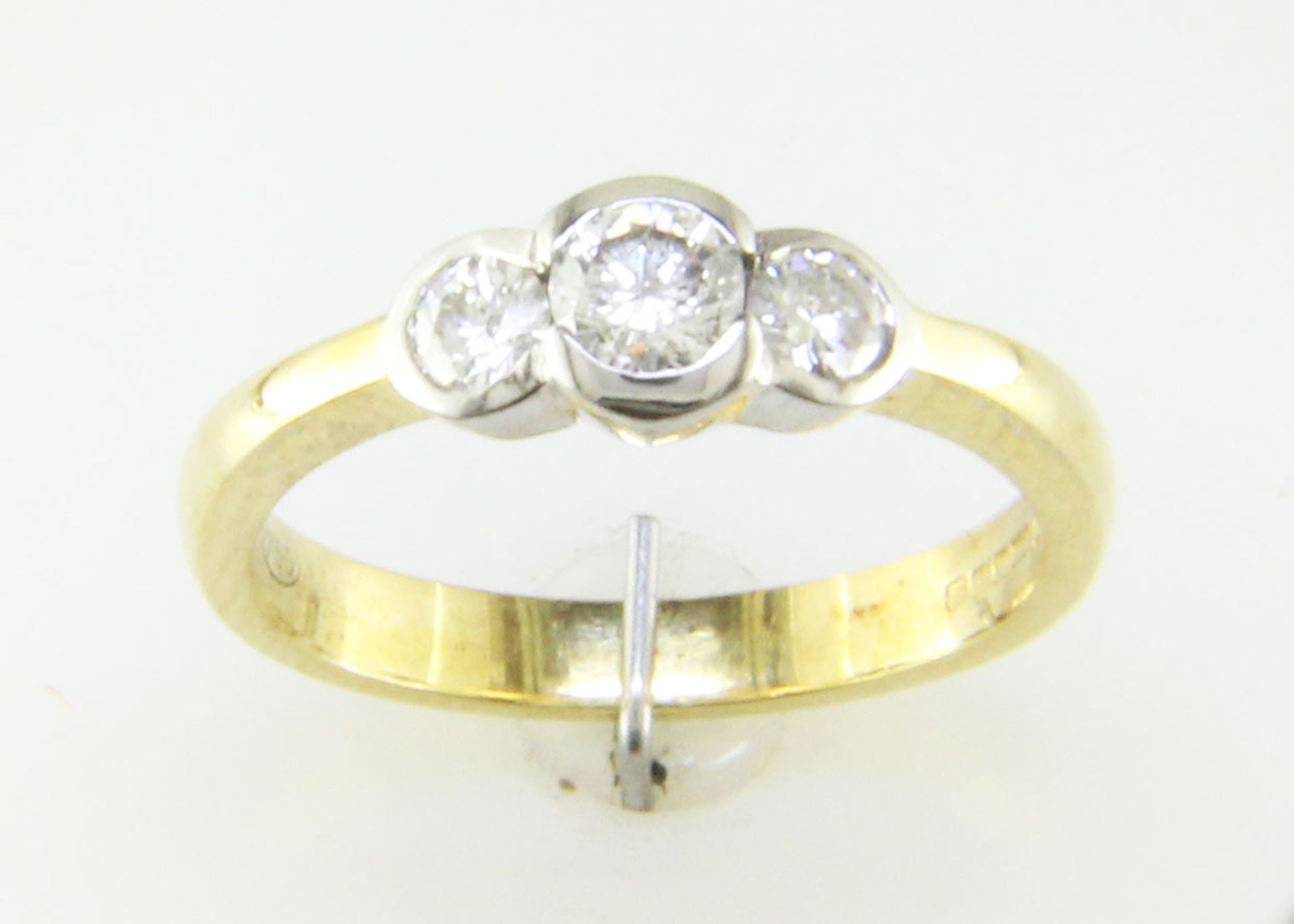 18ct Three Stone Rub Over Set Diamond Ring 0.65 Carats - Valued by GIE £11,495.00 - Three round - Image 6 of 9
