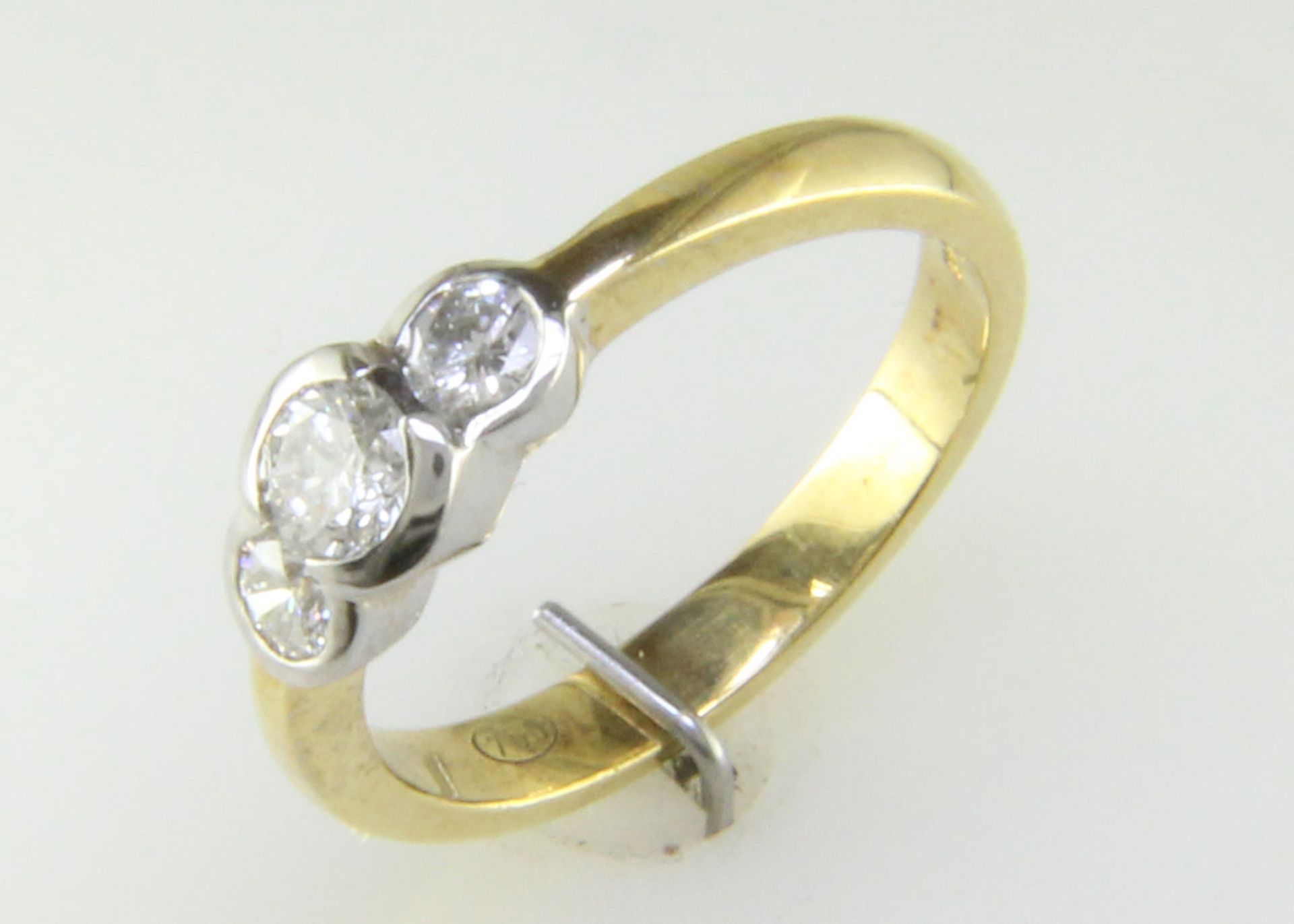 18ct Three Stone Rub Over Set Diamond Ring 0.65 Carats - Valued by GIE £11,495.00 - Three round - Image 8 of 9