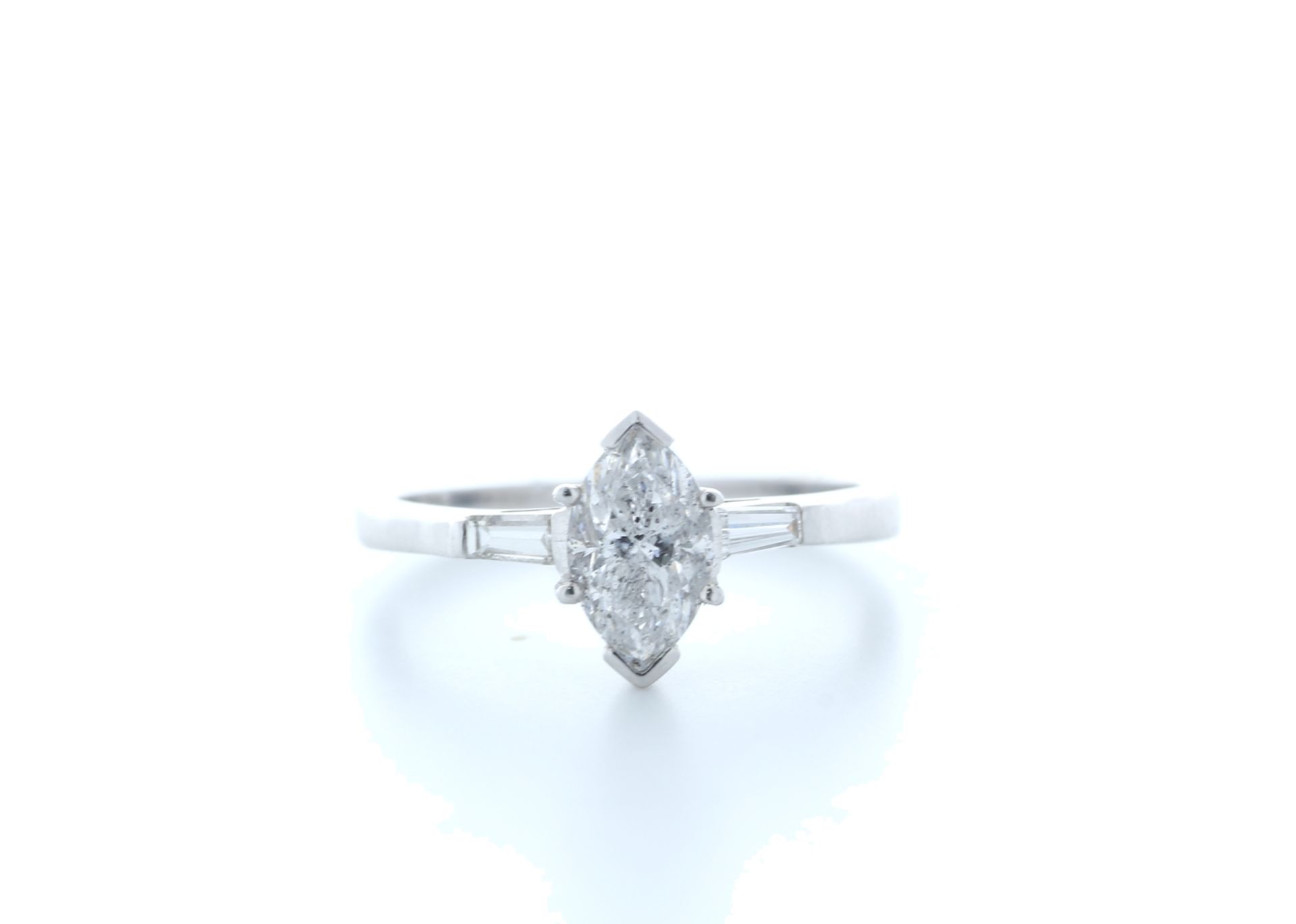 18ct White Gold Marquise Diamond With Stone Set Shoulders 1.22 Carats Carats - Valued by IDI £12,