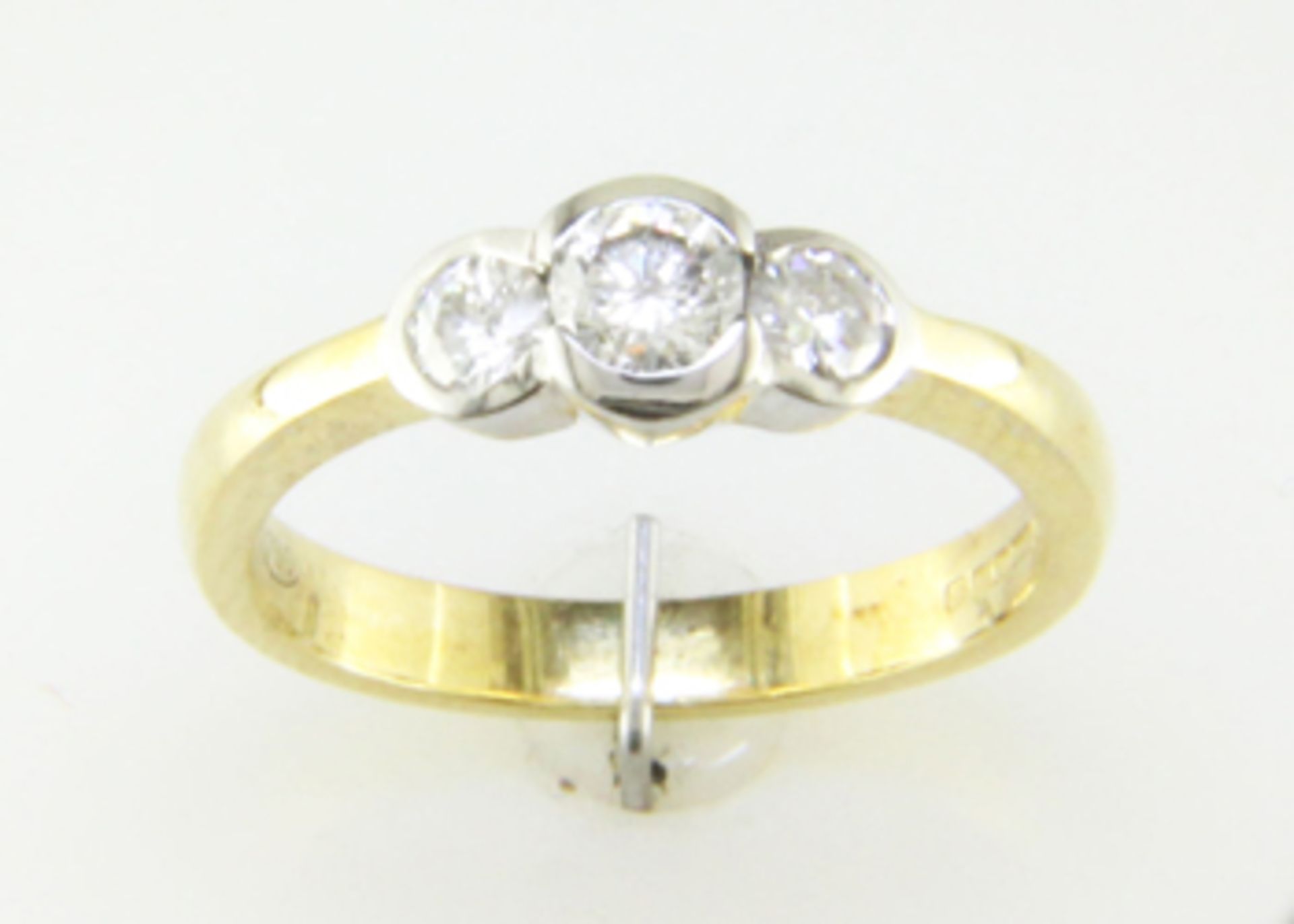 18ct Three Stone Rub Over Set Diamond Ring 0.65 Carats - Valued by GIE £11,495.00 - Three round - Image 5 of 9