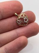 ***£589.00*** 9CT YELLOW AND WHITE GOLD DIAMOND HEART PENDENT, VS/D QAULITY, INCLUDES GIE