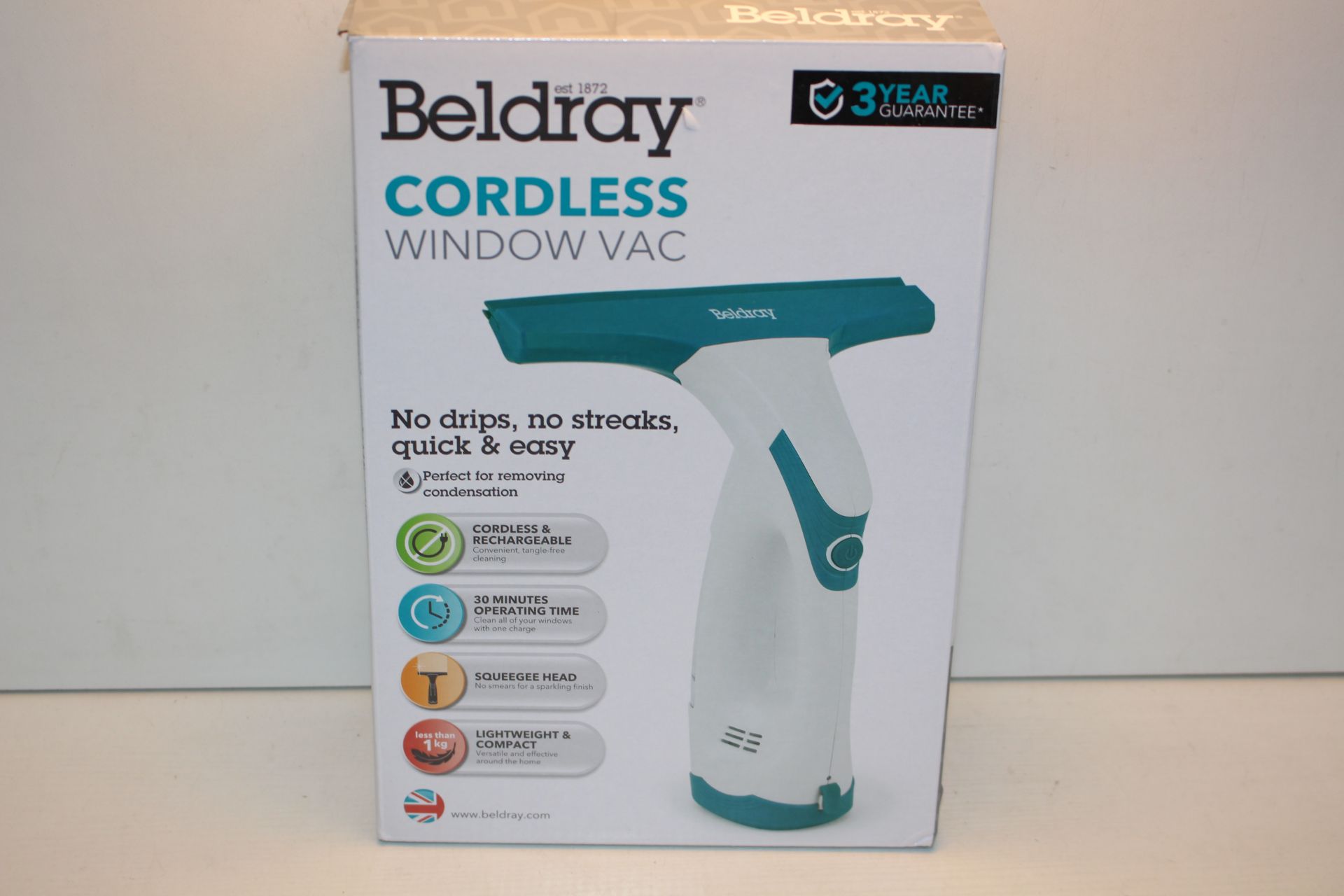 BOXED BELDRAY CORDLESS WINDOW VAC RRP £24.99Condition ReportAppraisal Available on Request- All