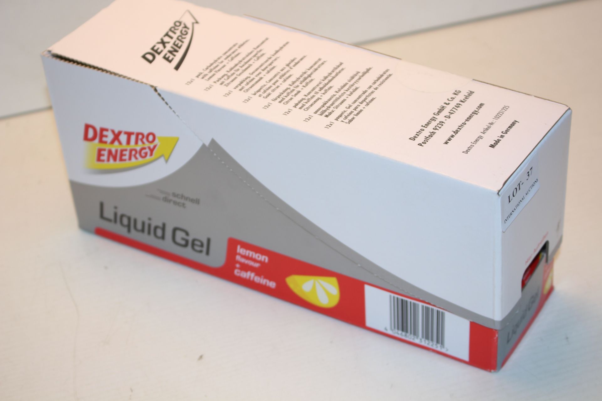 12X BOXED DEXTRO ENERGY LIQUID GEL LEMON FLAVOR + CAFFEINECondition ReportAppraisal Available on