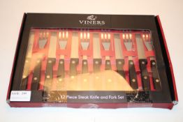 BOXED VINERS 12 PIECE STEAK KNIFE & FORK SET RRP £39.99Condition ReportAppraisal Available on