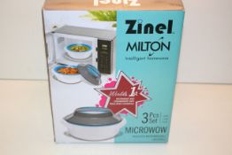 BOXED ZINEL MILTON INTELLIGENT HOMEWARE 3PC MICROWOW SET #Condition ReportAppraisal Available on
