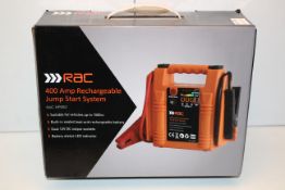 BOXED RAC 400 AMP RECHARGEABLE JUMP START SYSTEM RRP £35.99Condition ReportAppraisal Available on