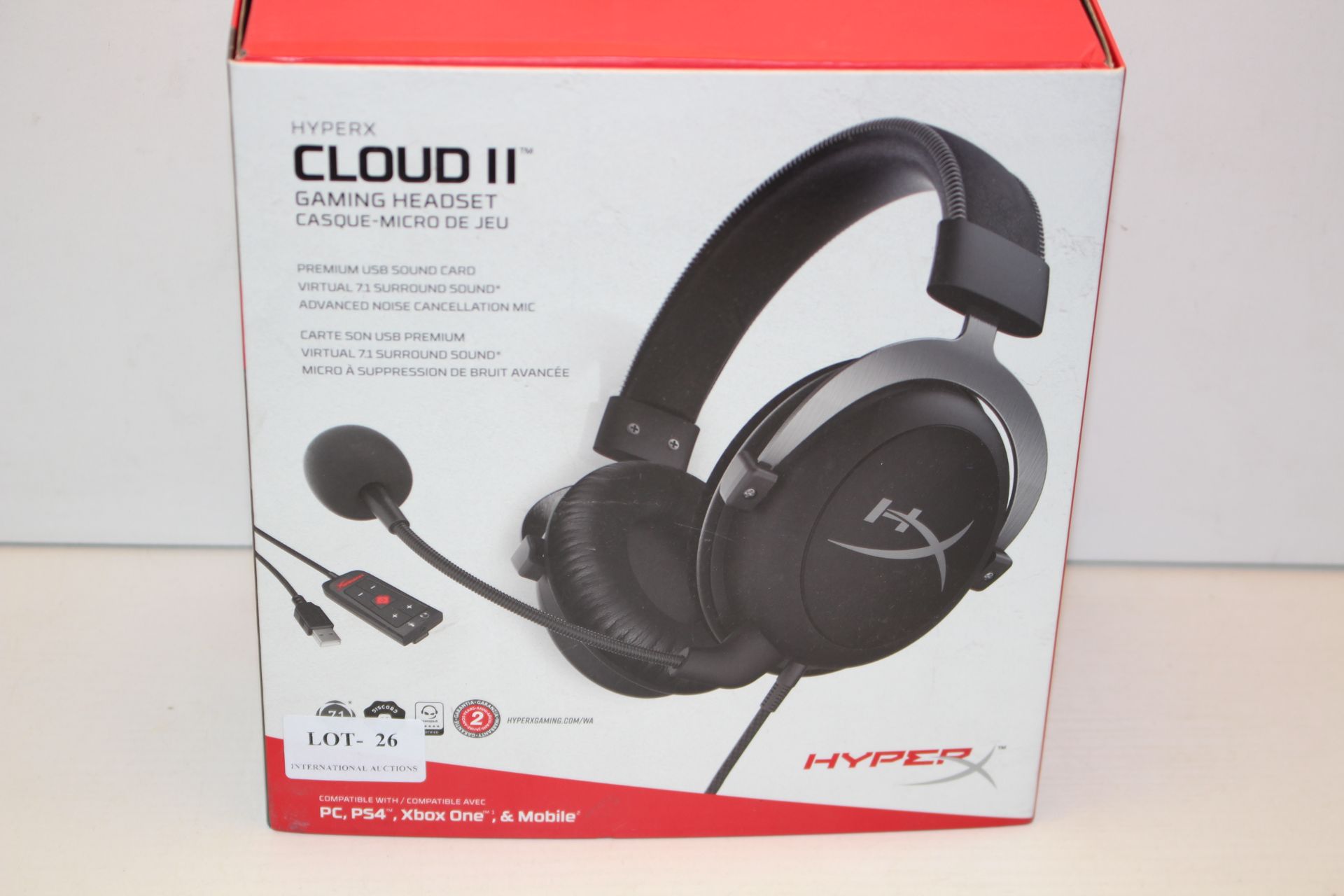 BOXED HYPER X CLOUD 2 GAMING HEADSET RRP £59.99Condition ReportAppraisal Available on Request- All