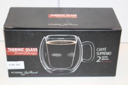BOXED THERMIC GLASS DRINK & DESIGN CAFFE SUPREMO 2 PIECES 30CLCondition ReportAppraisal Available on