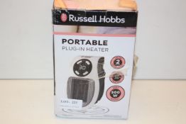 BOXED RUSSELL HOBBS PORTABLE PLUG IN HEATER MODEL: RHPH2001 RRP £17.99Condition ReportAppraisal