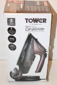 BOXED TOWER CERAGLIDE CORD/CORDLESS STEAM IRON RRP £23.99Condition ReportAppraisal Available on